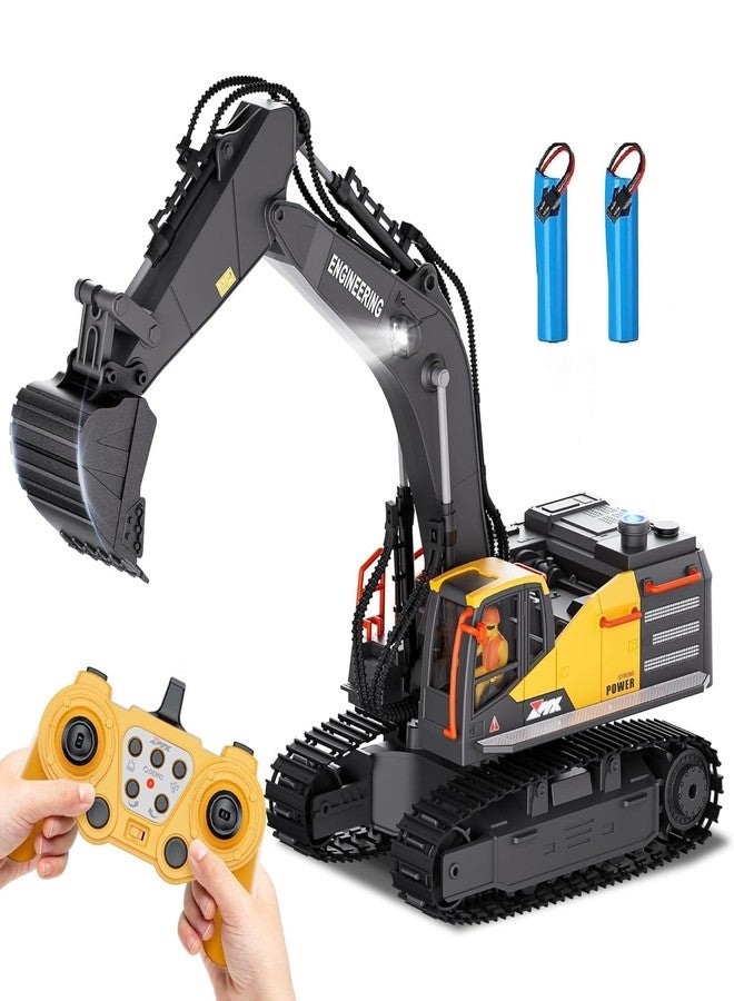 RABJET حفارة رابجيت التي تعمل بالتحكم عن بعد، 11 قناة، شاحنة حفارة معدنية، جرار مركبات بناء يتم التحكم فيه عن بعد بمقياس 1/18، 2.4 جيجاهرتز، هدية لعبة للأولاد، وقت لعب 30 دقيقة لكل بطاريتين. - Image 1